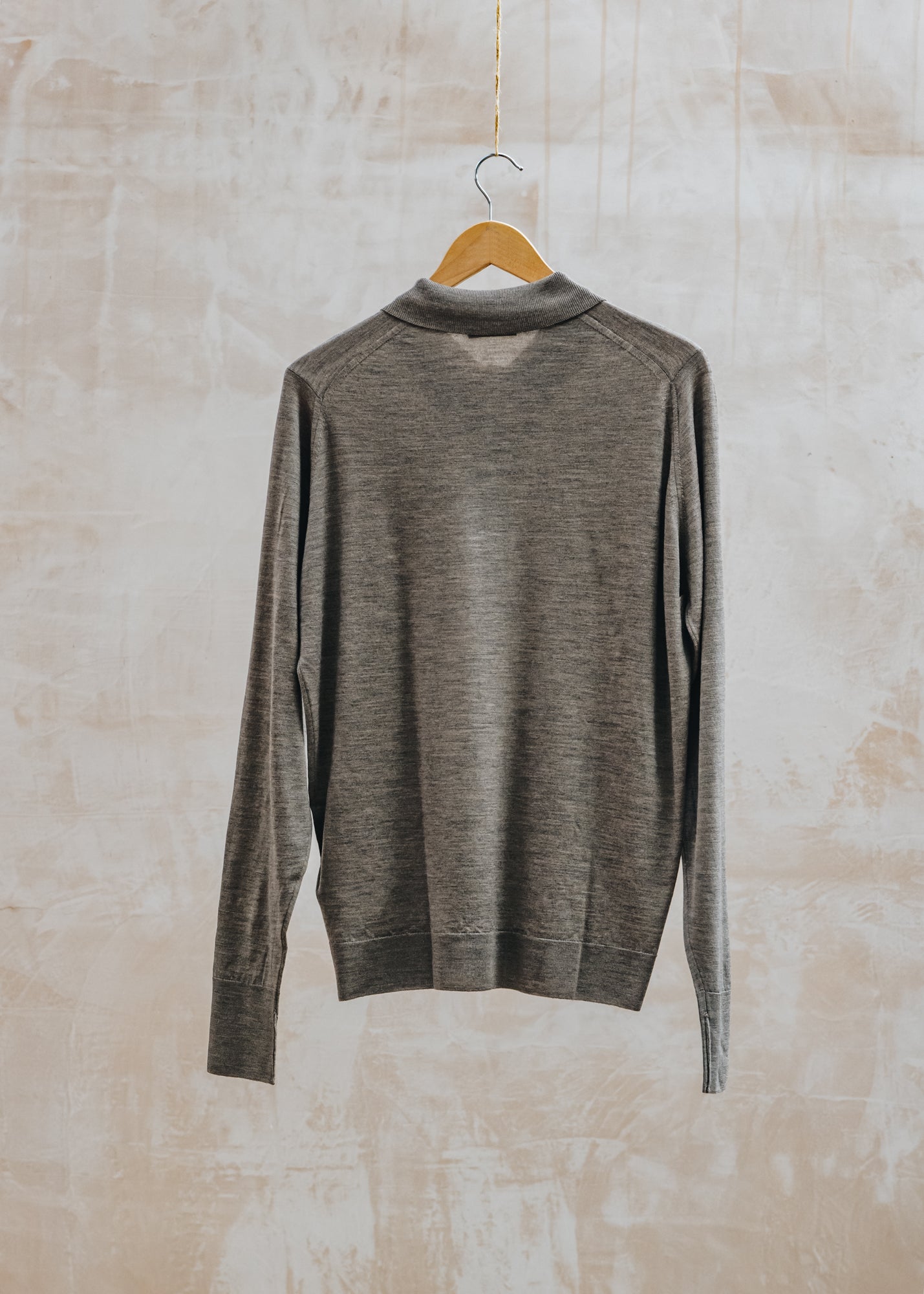 John Smedley John Smedley Dorset Polo Collared Jumper in Mushroom