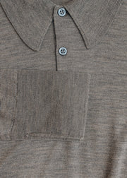 John Smedley John Smedley Dorset Polo Collared Jumper in Mushroom