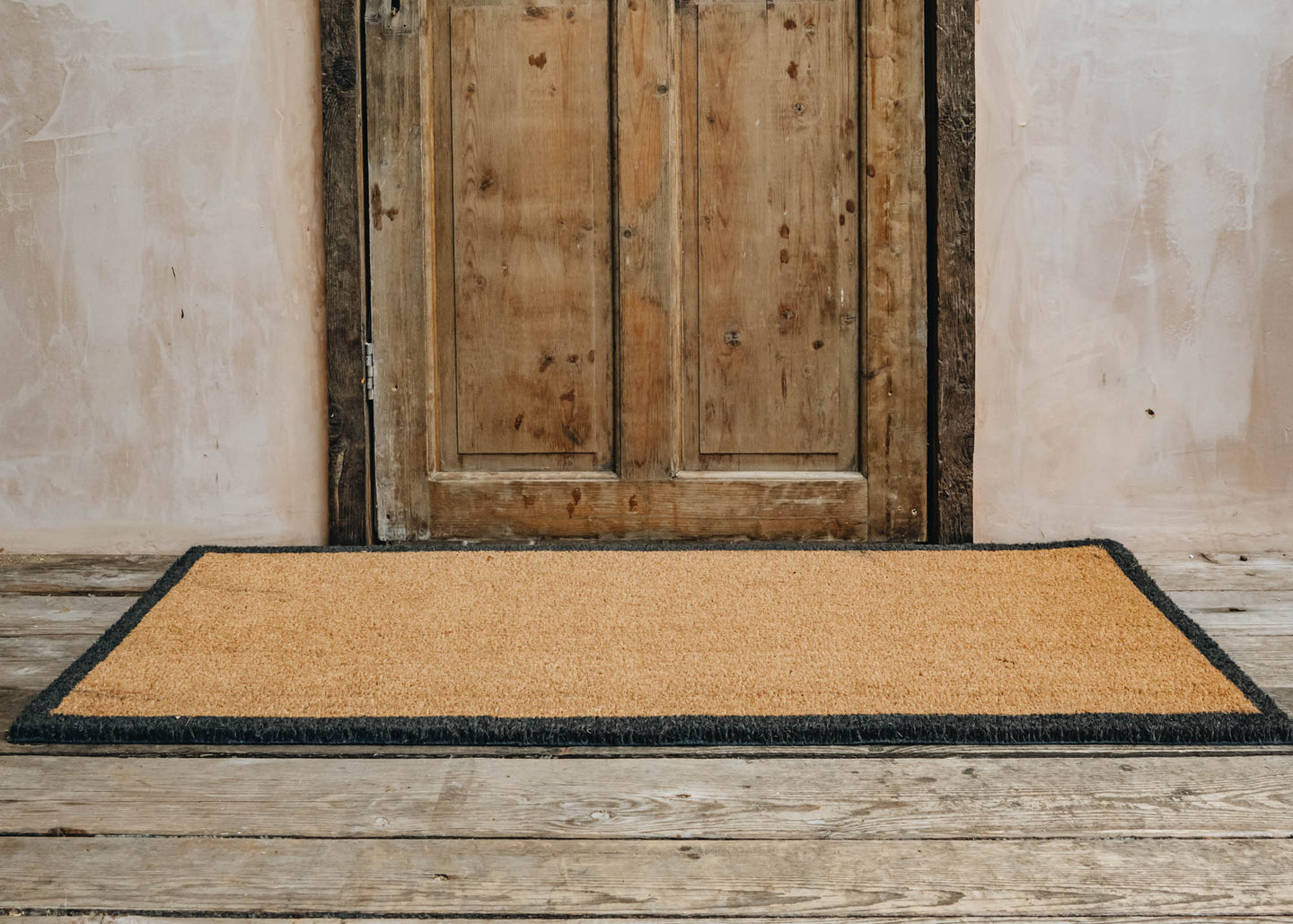 Double Length Doormat with Charcoal Border in Coir