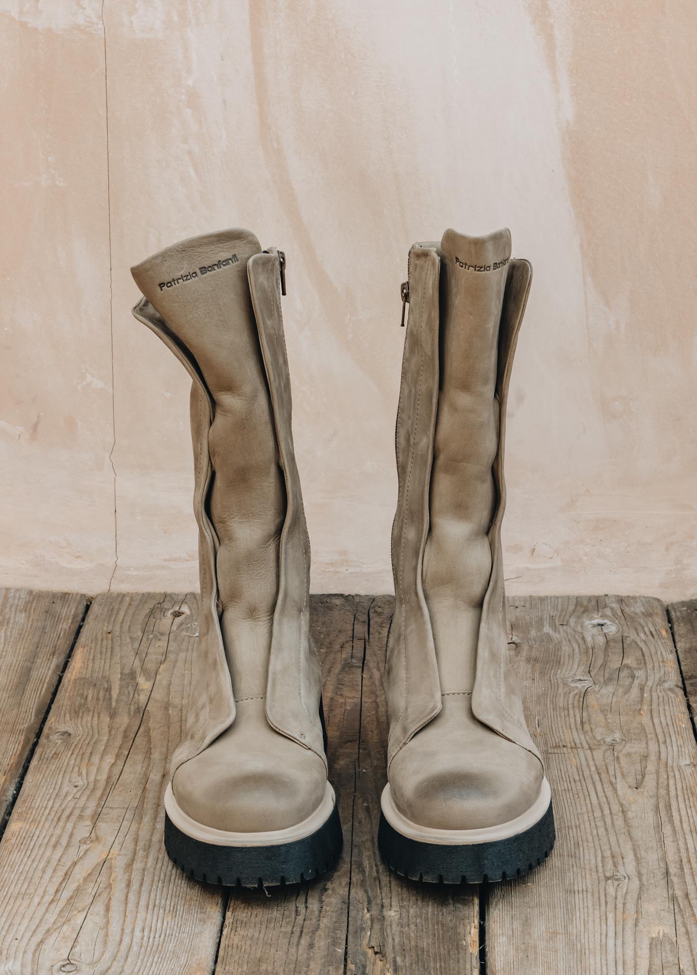 Patrizia Bonfanti High Mart Dover Boot in Nabuk Stone