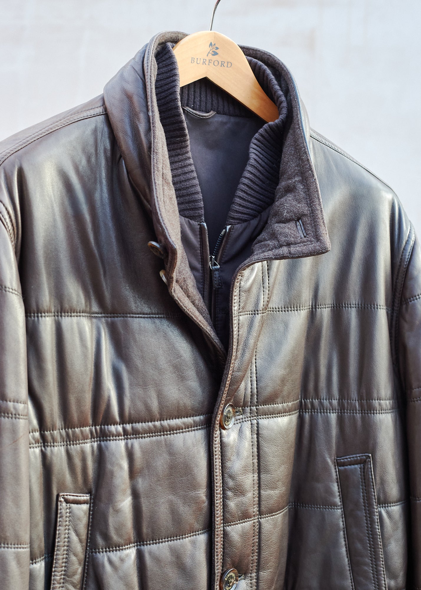 Ermenegildo Zegna Long Brown Leather & Cashmere 'Duvet' Coat - XXL