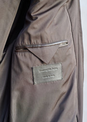 Ermenegildo Zegna Long Brown Leather & Cashmere 'Duvet' Coat - XXL