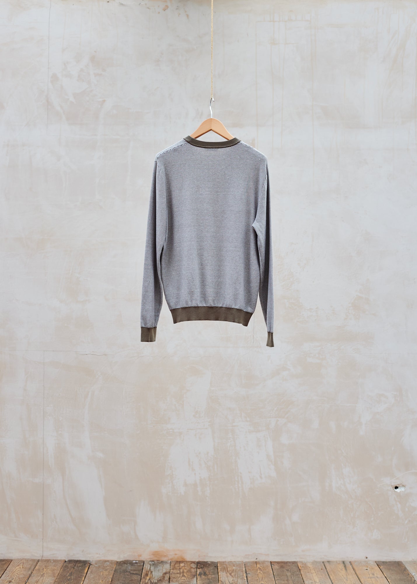 Kenny Ryder Ermenegildo Zegna Brown/White Silk & Cotton Crewneck - XS