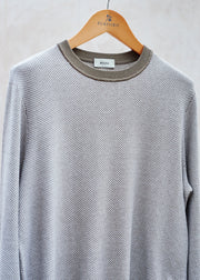 Kenny Ryder Ermenegildo Zegna Brown/White Silk & Cotton Crewneck - XS