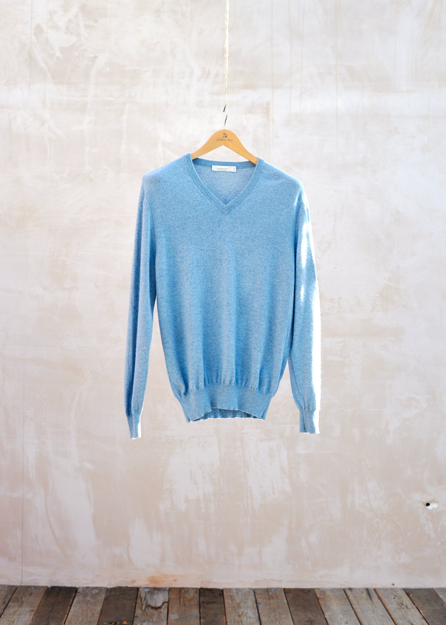 Ermenegildo Zegna Light Blue 100% Cashmere V-Neck Jumper - L