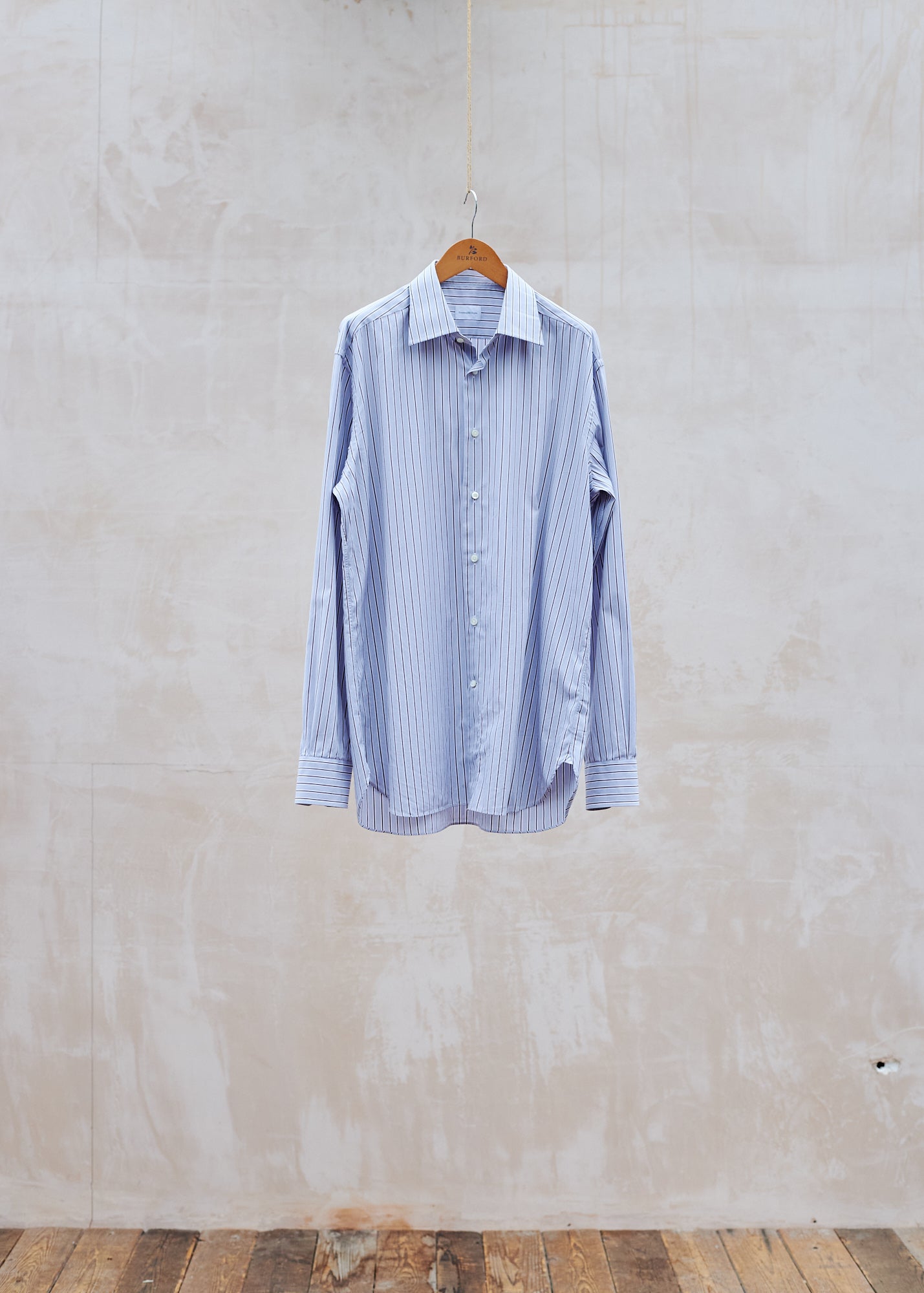 Ermenegildo Zegna Grey/Brown Striped Cotton Shirt - L