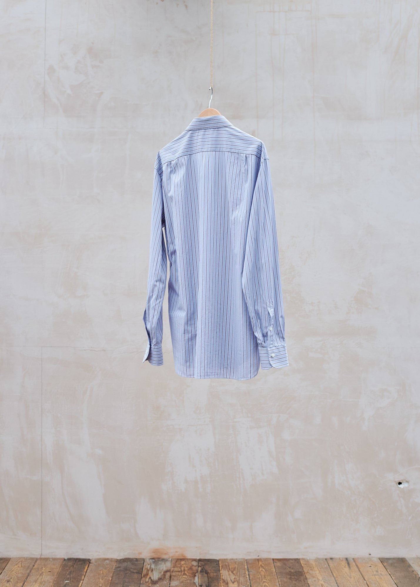 Kenny Ryder Ermenegildo Zegna Grey/Brown Striped Cotton Shirt - L