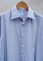 Kenny Ryder Ermenegildo Zegna Grey/Brown Striped Cotton Shirt - L