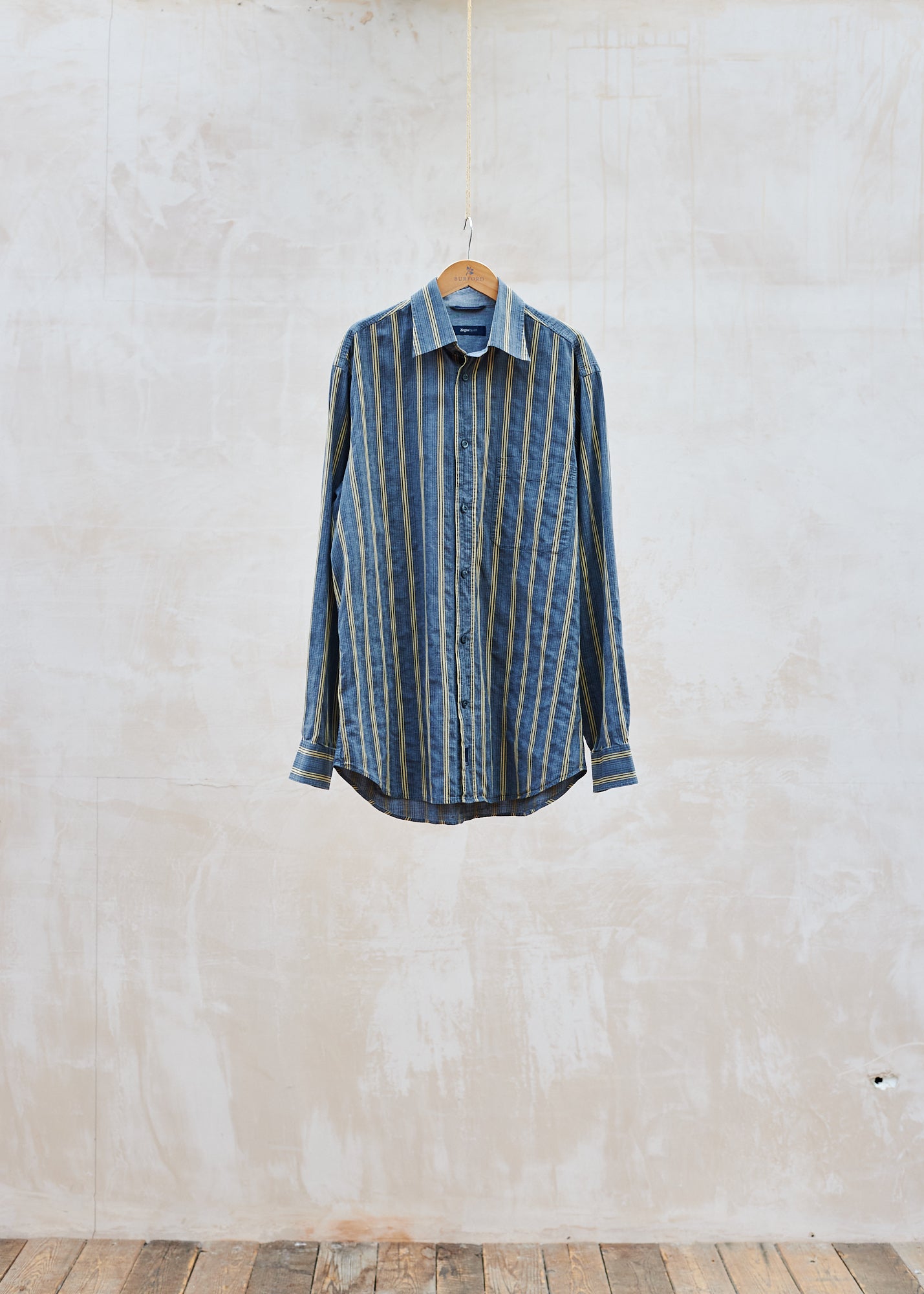 sandraalexandra Ermenegildo Zegna Grey & Yellow Tough Cotton Striped Shirt - M