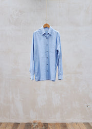Ermenegildo Zegna Pale Blue Fine Cotton Checked Shirt - L