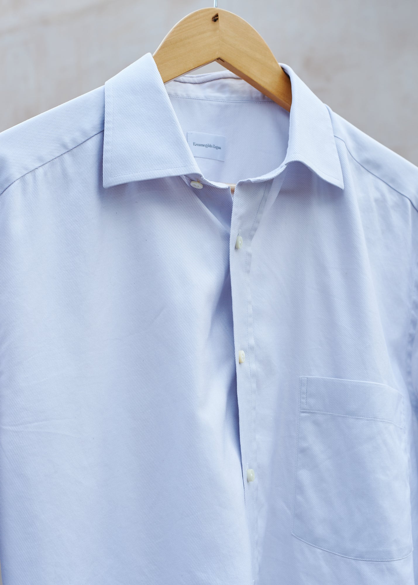 Kenny Ryder Ermenegildo Zegna Light Grey Subtly Striped Cotton Shirt - L