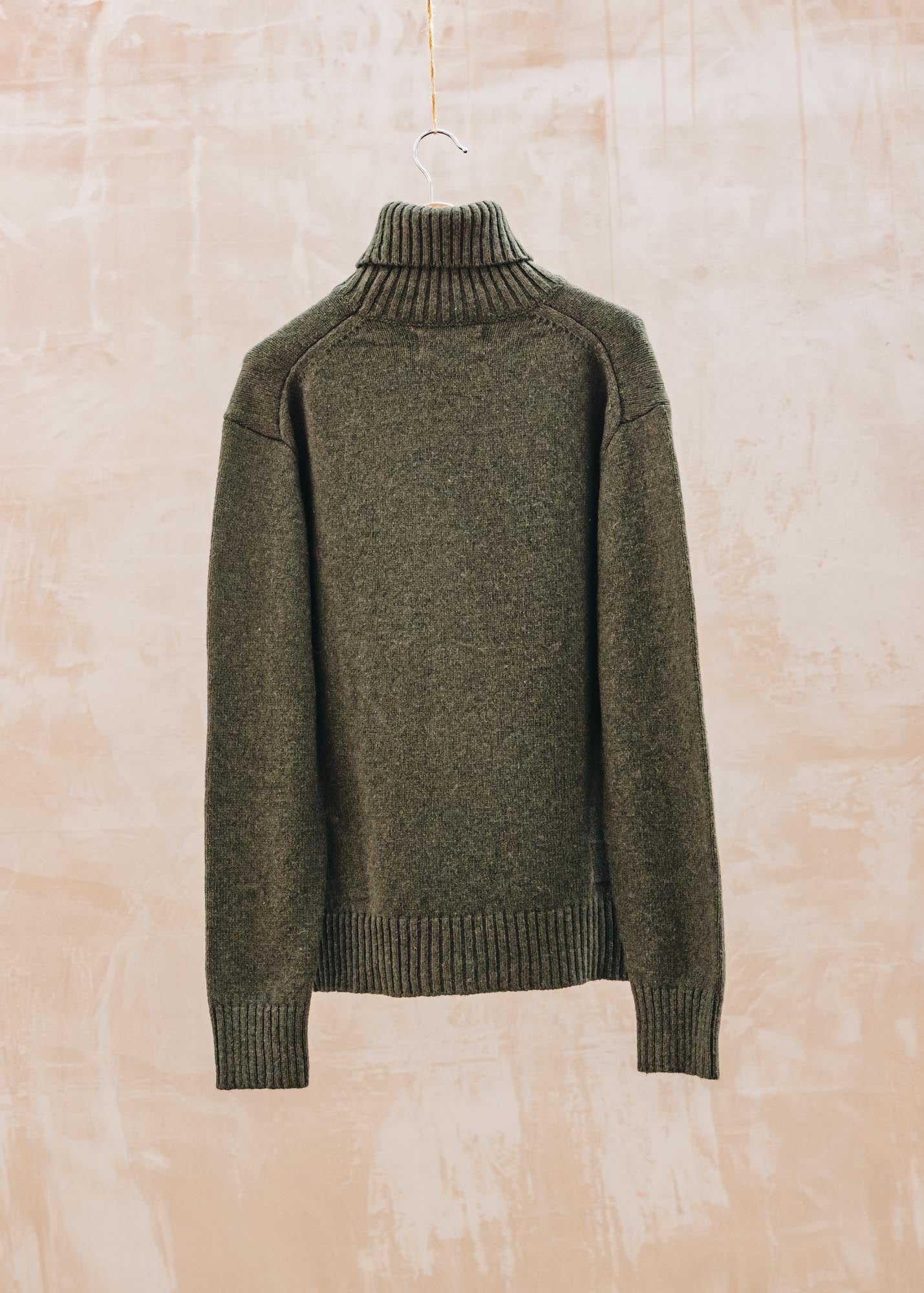 Universal Works Eco Wool Roll Neck Jumper in Olive