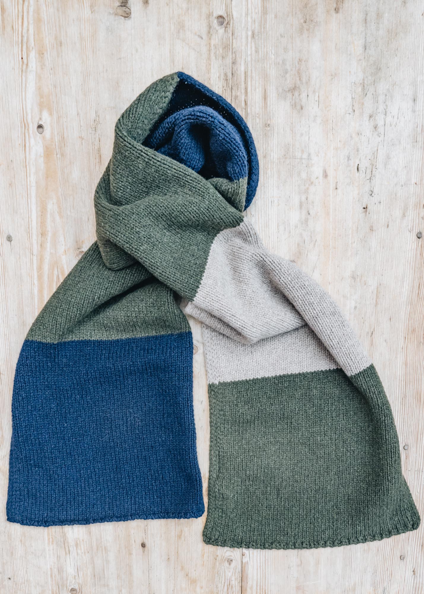 Universal Works Eco Wool Scarf in Olive Stripe