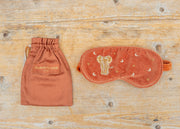 Golden Elephants Velvet Eye Mask in Rust