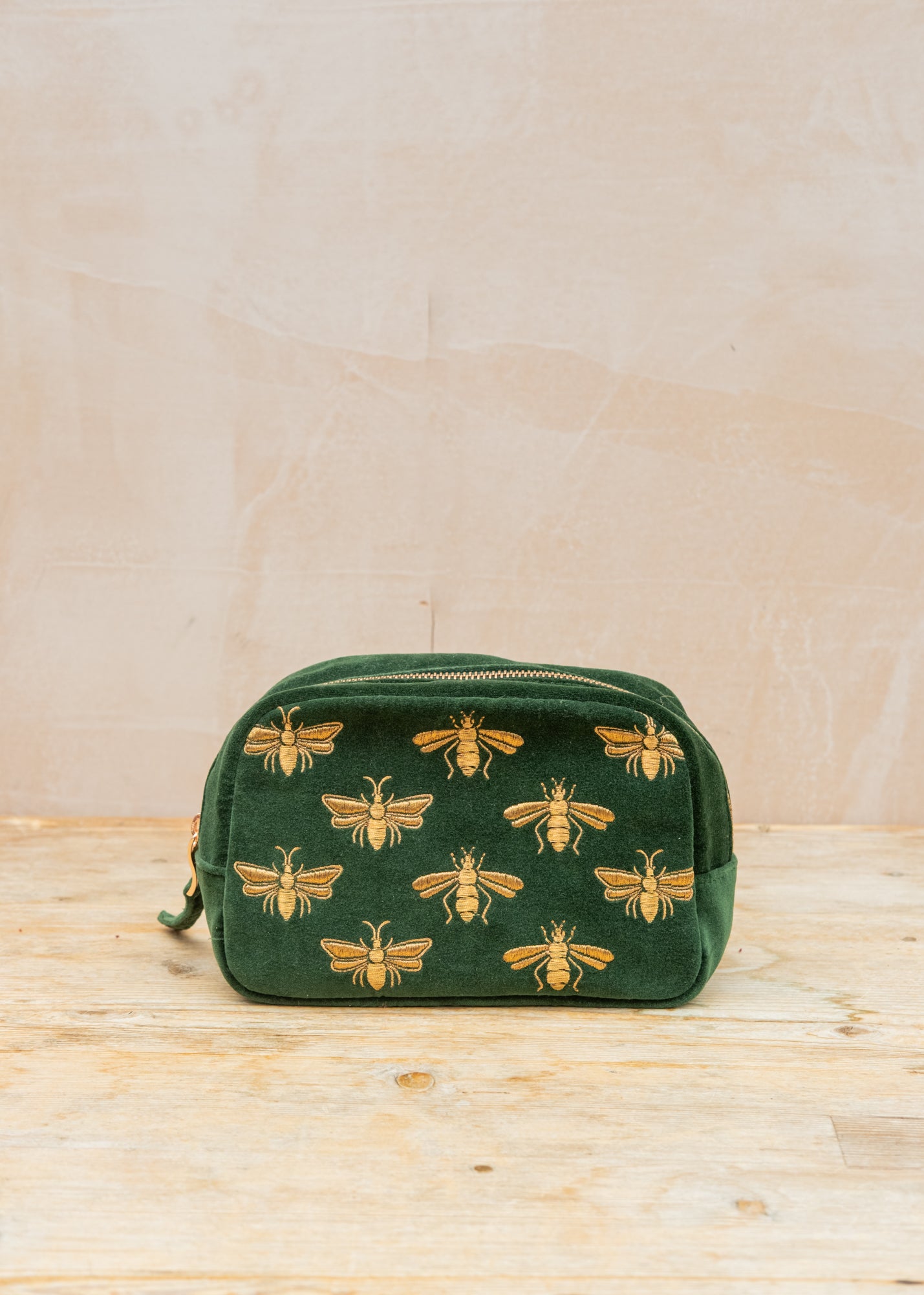 Honey Bee Velvet Make Up Bag in Forest