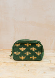 Honey Bee Velvet Make Up Bag in Forest