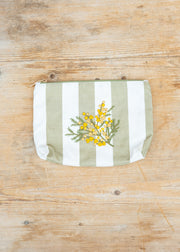 Mimosa Cotton Mini Pouch in Green Stripe