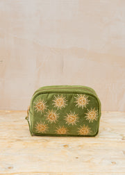 Sun Goddess Velvet Make Up Bag in Fern Green