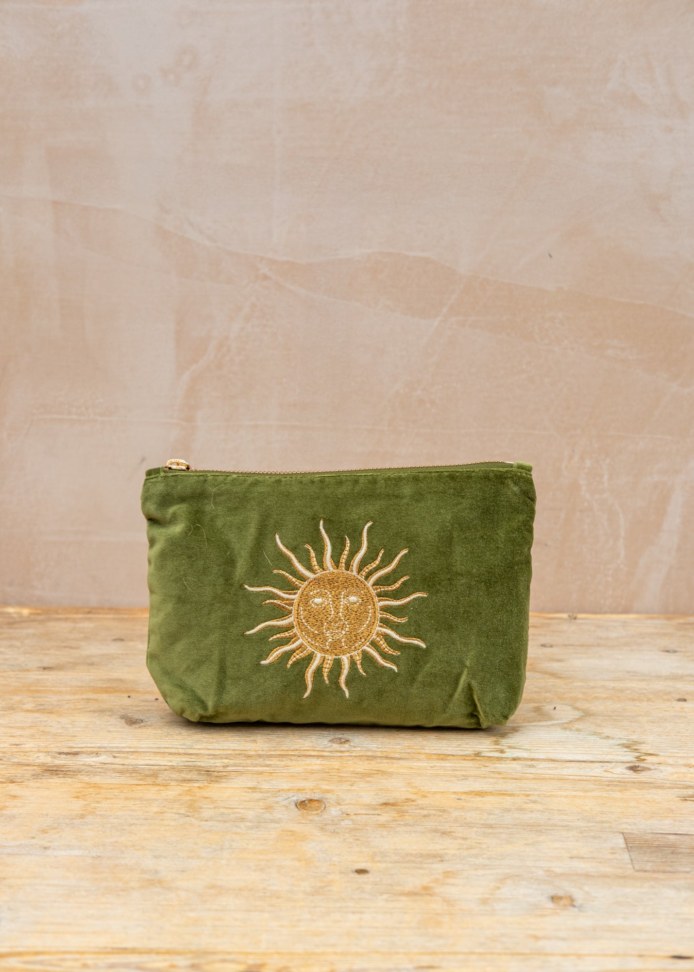 Sun Goddess Velvet Mini Pouch in Fern Green