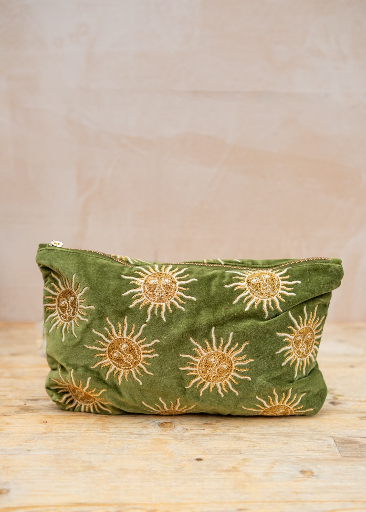 Sun Goddess Velvet Pouch in Fern Green