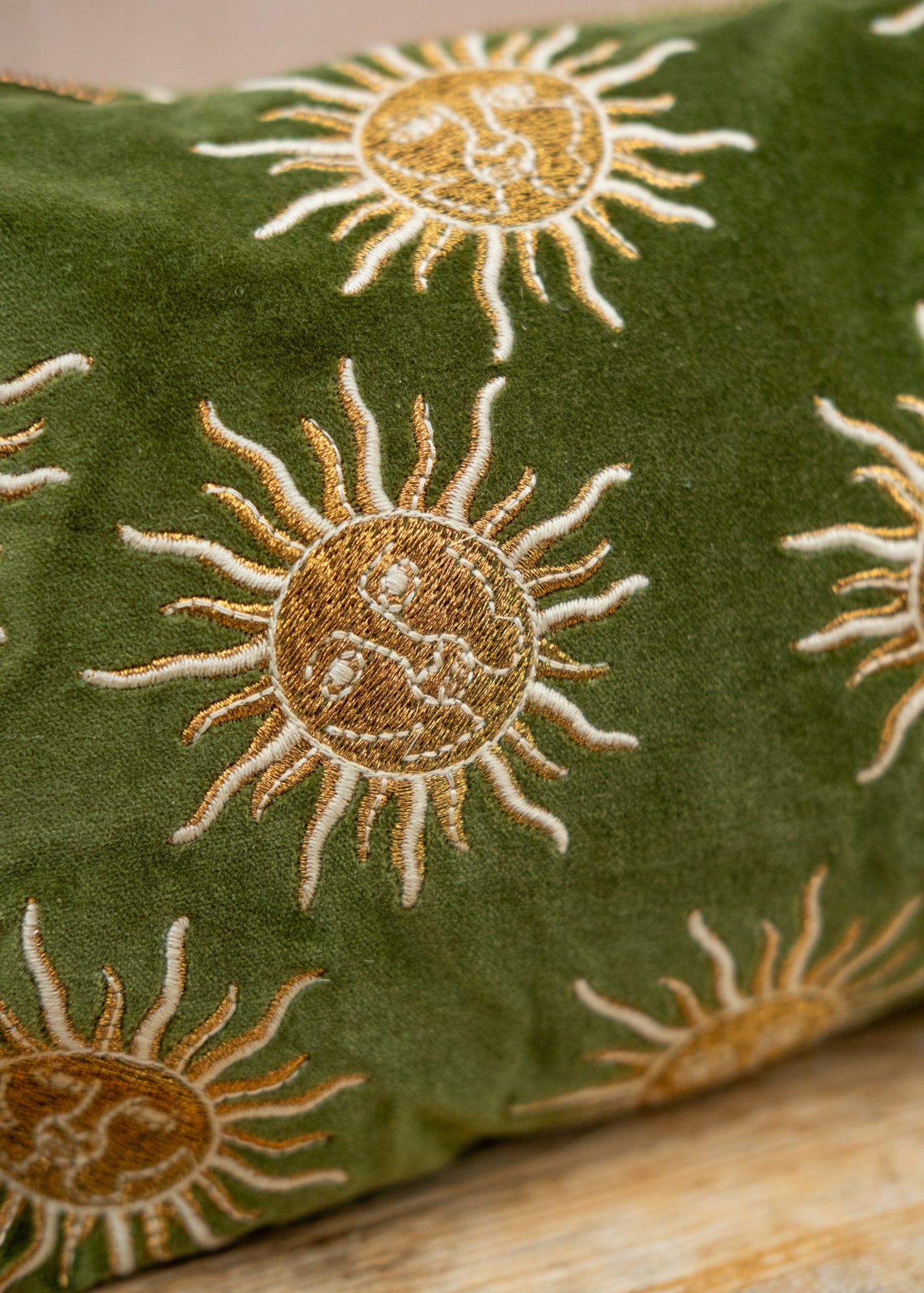 Elizabeth Scarlett Sun Goddess Velvet Pouch in Fern Green