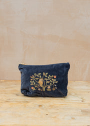 Tree Of Life Velvet Mini Pouch in Mood Indigo