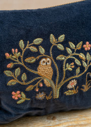 Elizabeth Scarlett Tree Of Life Velvet Mini Pouch in Mood Indigo