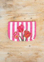 Tulip Cotton Mini Pouch in Pink Stripe