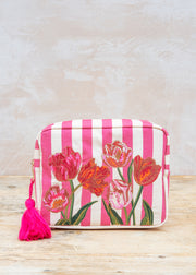 Tulip Cotton Wash Bag in Pink Stripe