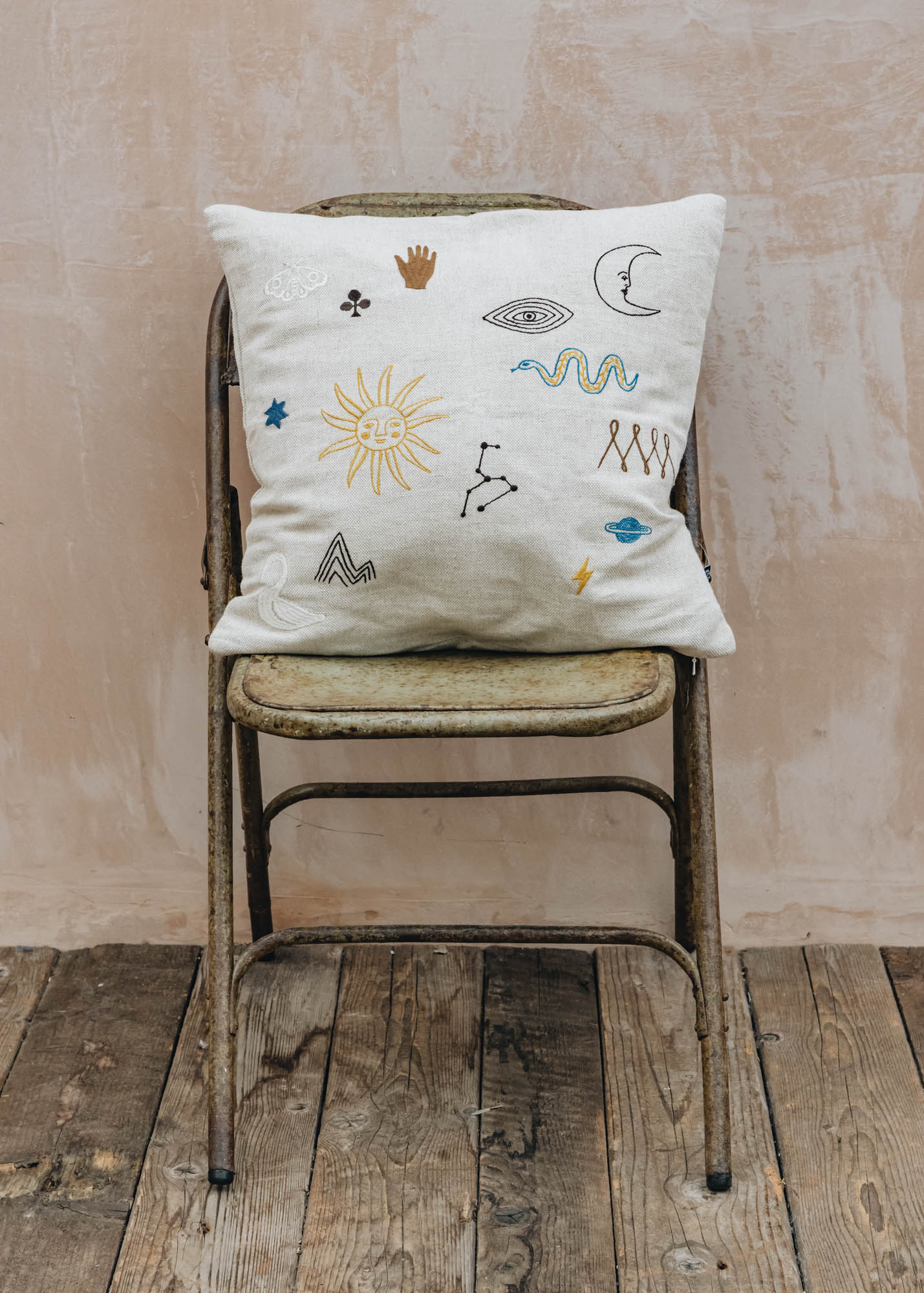 Fine Little Day Embroidered Symbols Cushion