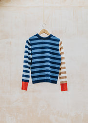 Eribé Stobo Stripe Reversible Sweater in Navy Reflection