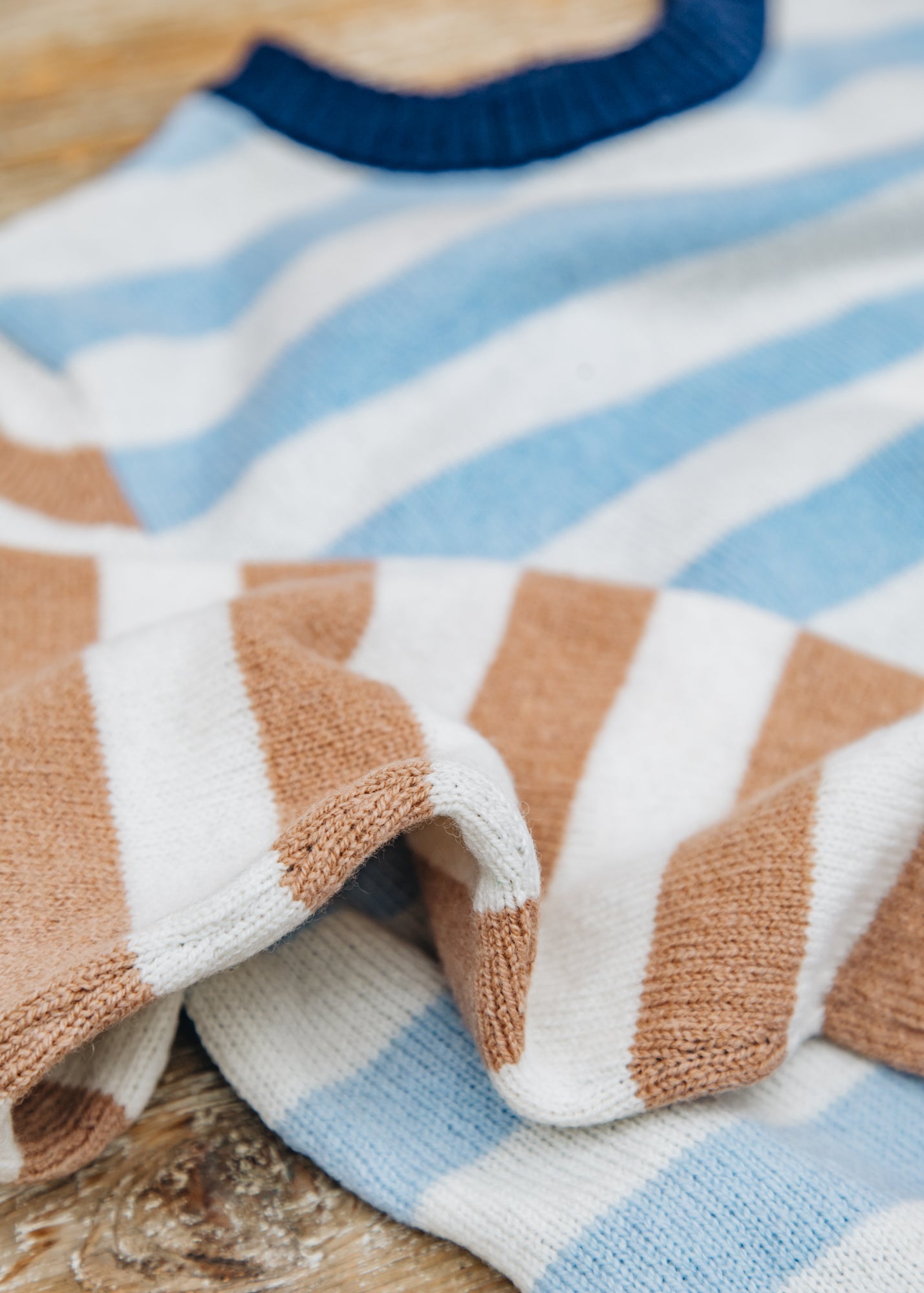 Eribé Stobo Stripe Reversible Sweater in Navy Reflection