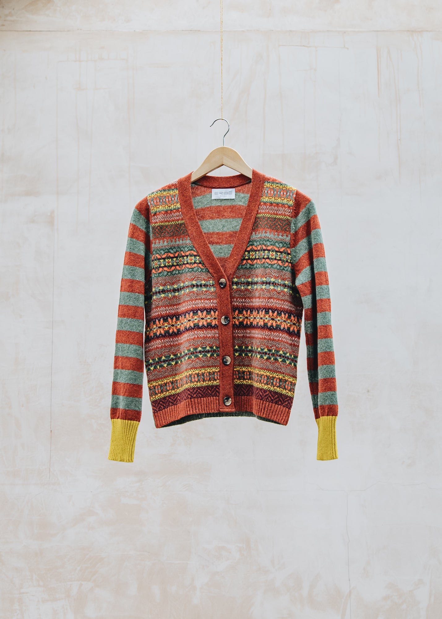 Stobo Vee Fairisle Cardigan in Harissa