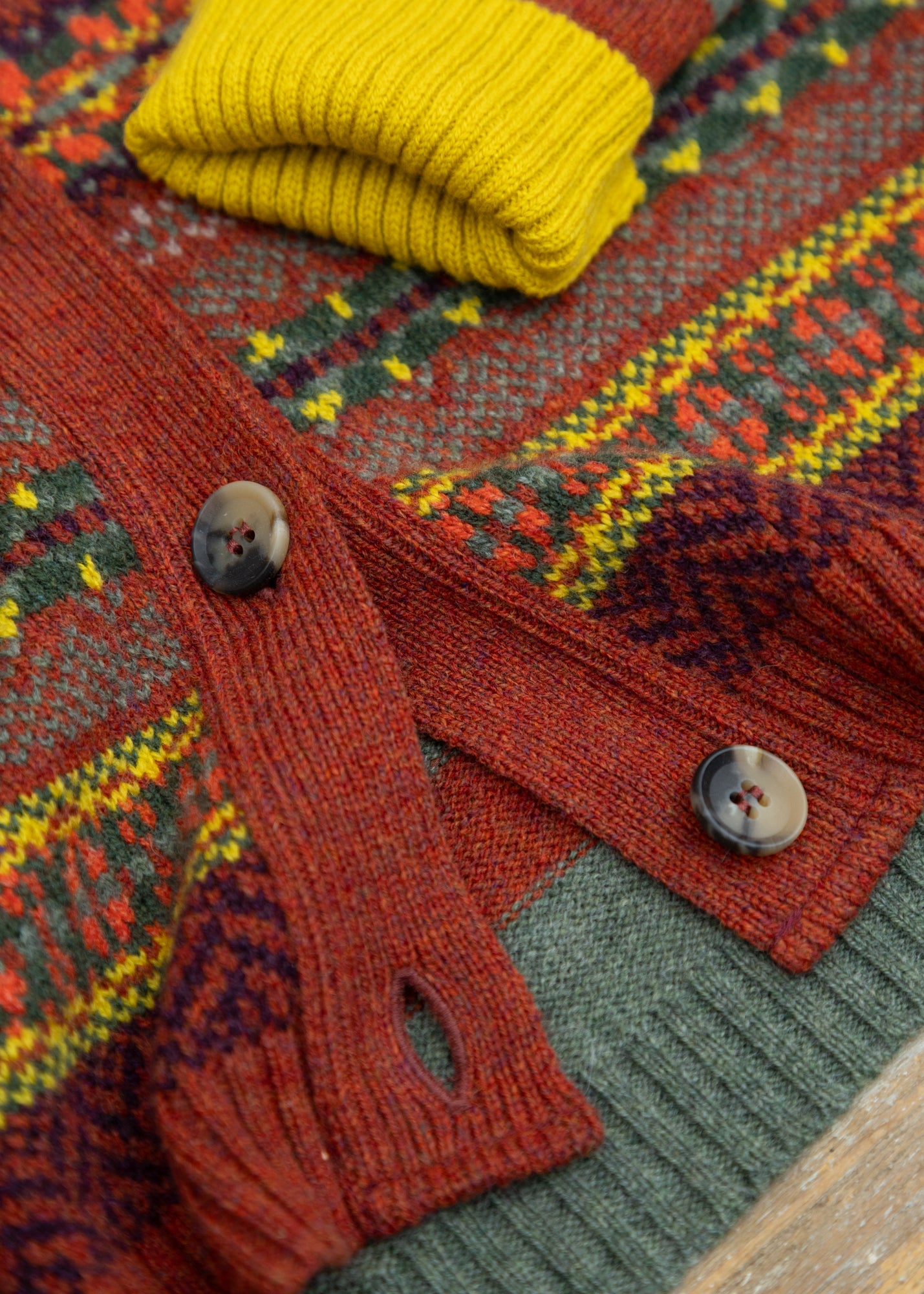 Eribé Stobo Vee Fairisle Cardigan in Harissa