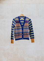 Stobo Vee Fairisle Cardigan in Mulberry