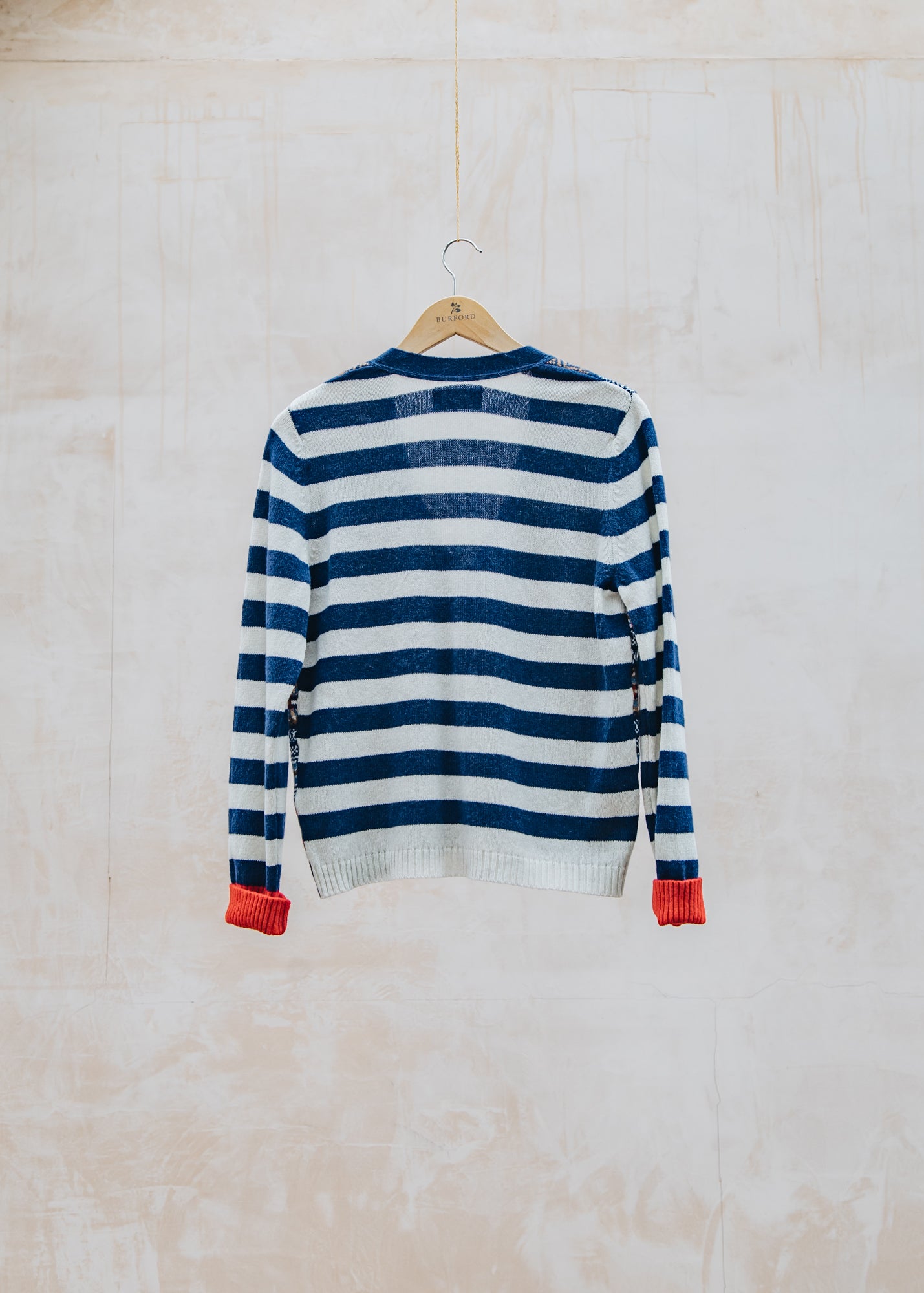 Eribé Stobo Vee Fairisle Cardigan in Navy Reflection