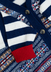 Eribé Stobo Vee Fairisle Cardigan in Navy Reflection