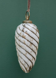 Nkuku Extra Large Maran Giant Bauble in Gold and Cream