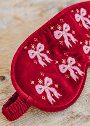 Elizabeth Scarlett Dazzling Bows Velvet Eye Mask in Rouge