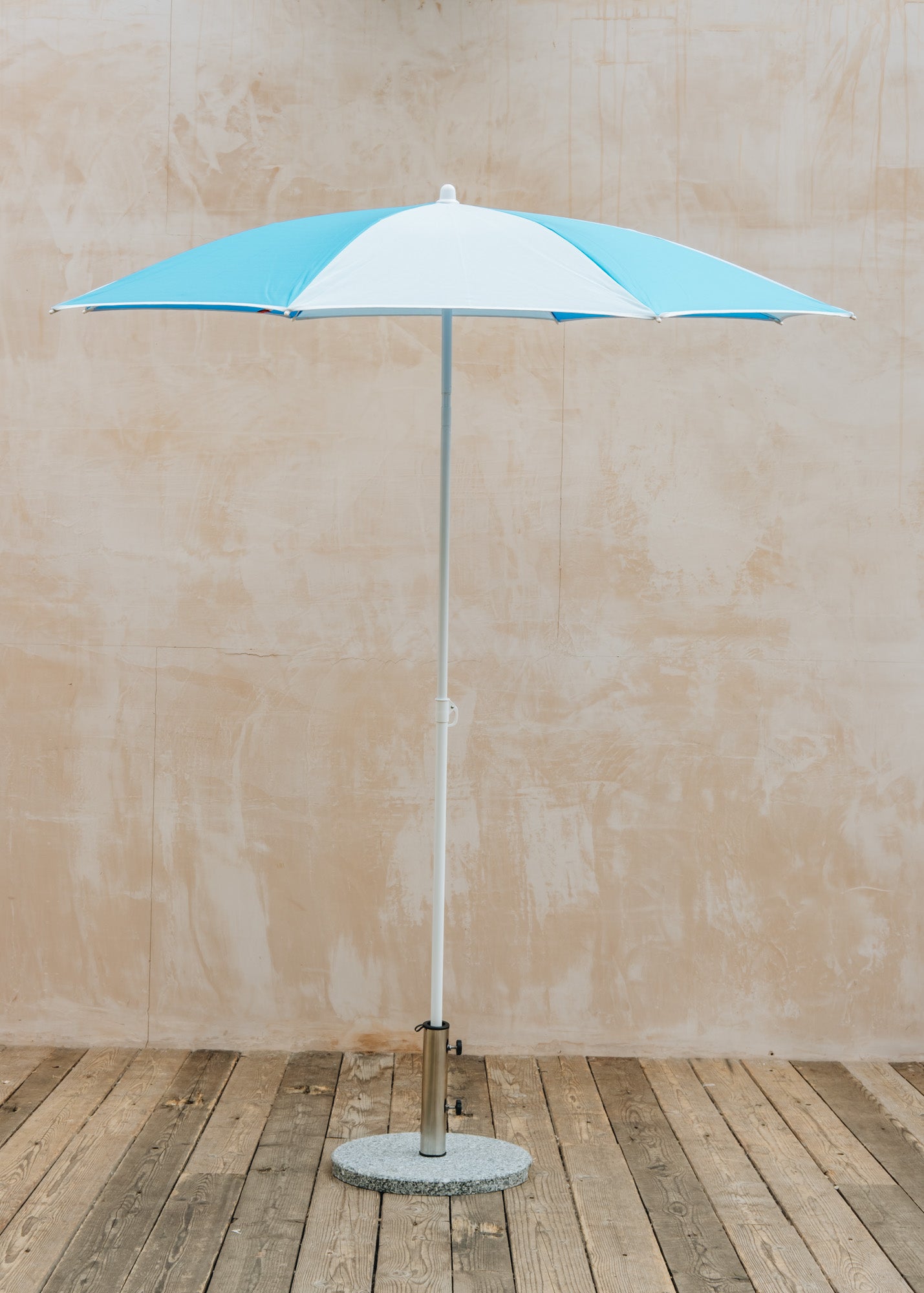 Fiam Spa Elios Pop Round Beach/Garden Parasol in Blue and Light Blue, 180cm