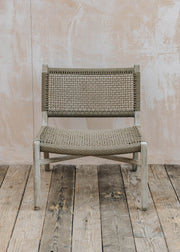 Gommaire Gommaire Fiona Teak Easy Chair in Natural Grey and Sand Wicker