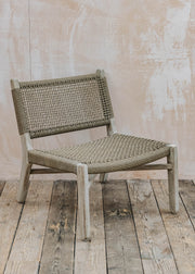 Gommaire Gommaire Fiona Teak Easy Chair in Natural Grey and Sand Wicker
