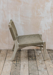 Gommaire Gommaire Fiona Teak Easy Chair in Natural Grey and Sand Wicker