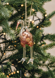 Flamingo Glass Bauble in Pink and Gold