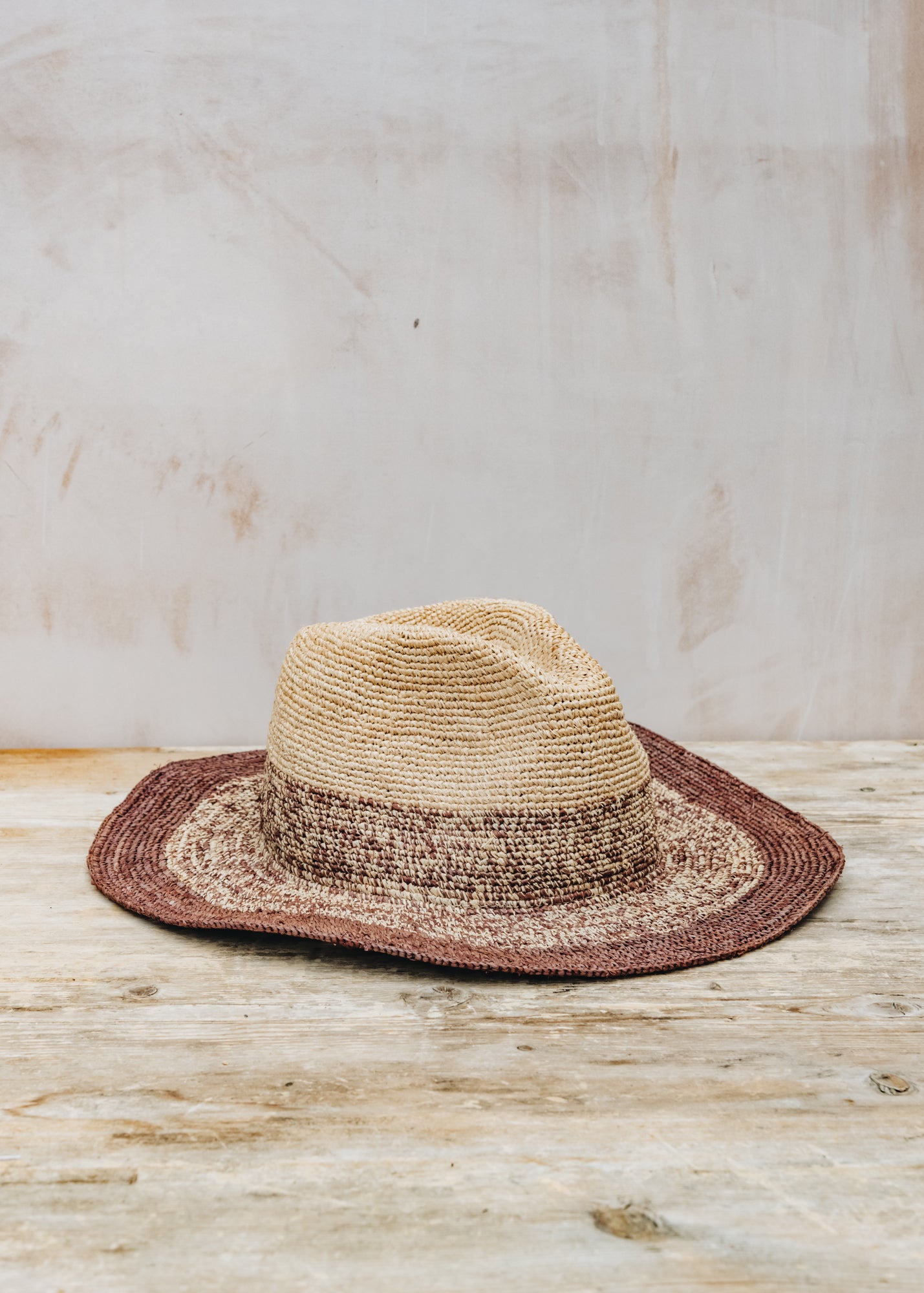 Trovelore Floppy Raffia Hat in Brown and Natural