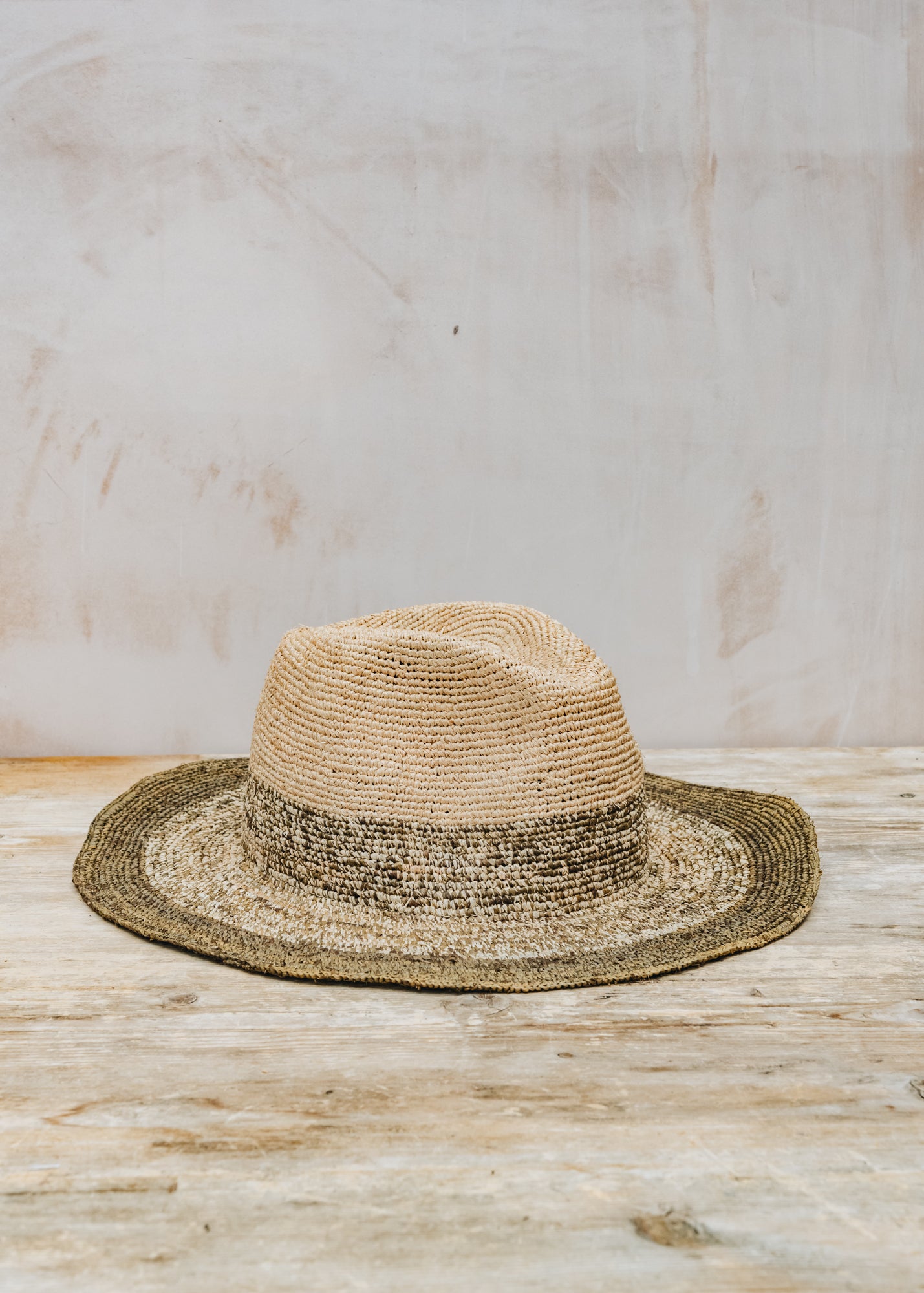 Travaux En Cours Floppy Raffia Hat in Olive and Natural