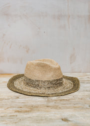 Travaux En Cours Floppy Raffia Hat in Olive and Natural