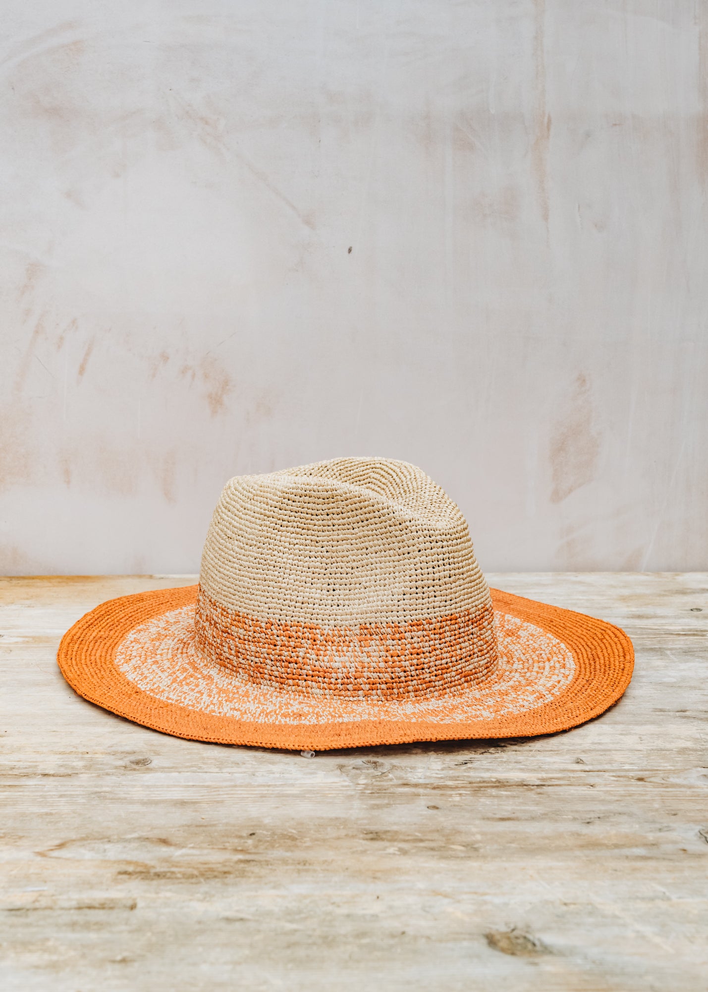 Trovelore Floppy Raffia Hat in Orange and Natural