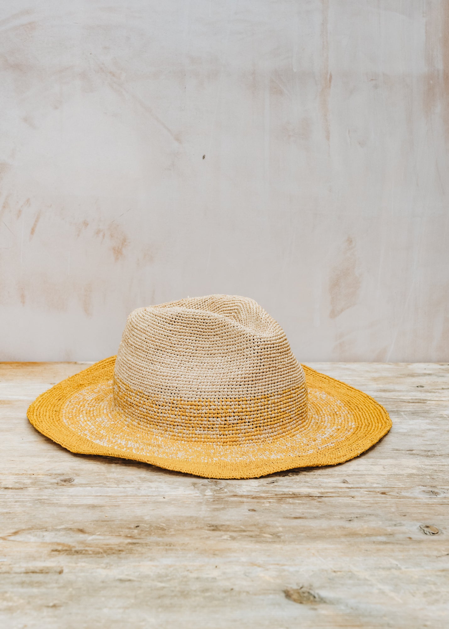Trovelore Floppy Raffia Hat in Yellow and Natural