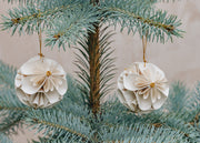 AfroArt Flower Ball Ornaments in White, pack of two